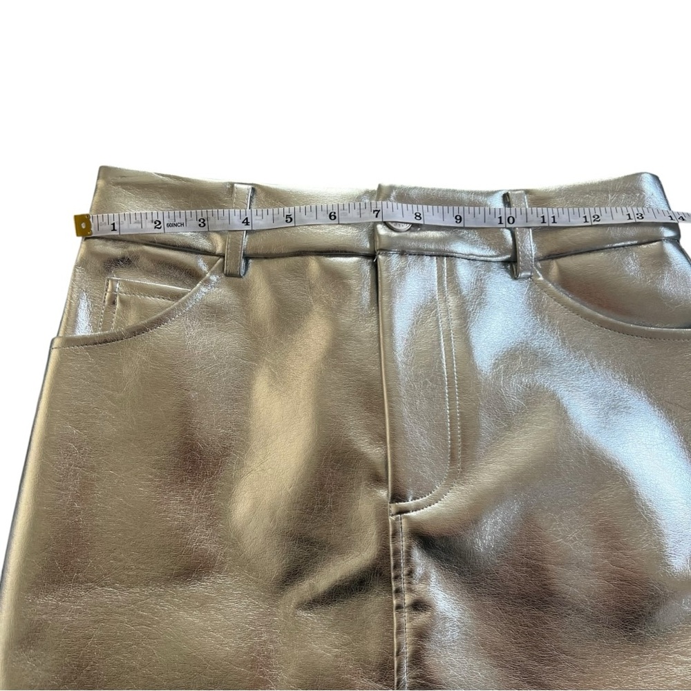 NWOT AVEC LES FILLES Metallic Faux Leather Midi Skirt SZ S - Picture 4 of 7